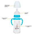 Neuankömmling lustige Weithals-Fütterungs-Babyflasche aus Glas mit temperaturempfindlicher Silikonhülle